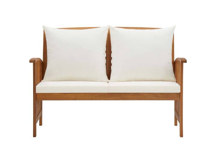 vidaXL Banc de jardin avec coussins 119 cm Bois massif acacia