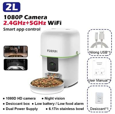 Uplift Essentials 1080P HD Video Smart Pet Feeder With 5G WiFi white 4l 1.06 Gal