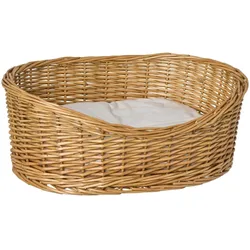 IB Laursen Hundekorb aus Weide mit Kissen, Natur - L 55 x B 40 x H 21 cm