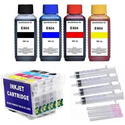 Wiederbefüllbare Tintenpatronen wie Epson 604, 604XL + 400 ml Nachfülltinte