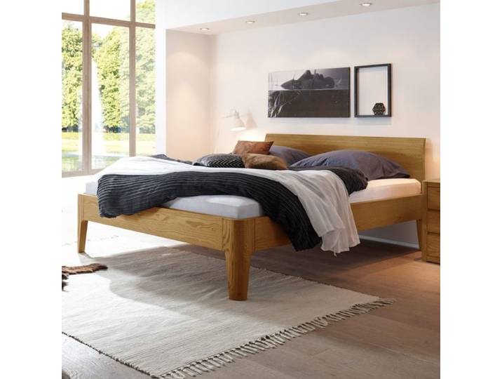 Doppelbett Ambato Eiche Massivholz 200x200cm retro/vintage, Mit Kopfteil