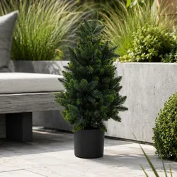 Künstliche Tanne MCW-R29, Dekobaum Kunstbaum Kunstpflanze, Outdoor Polyethylen, 55cm