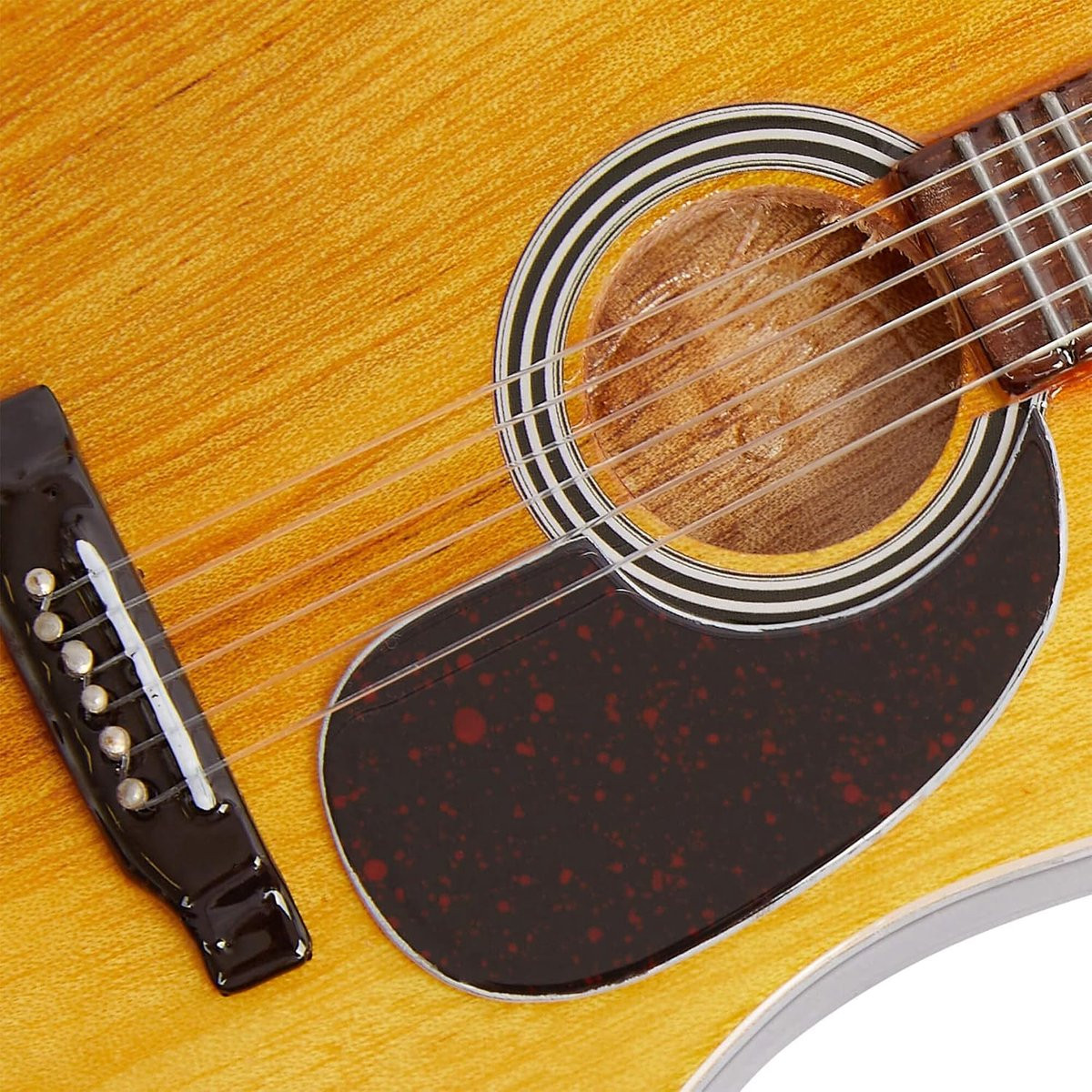 Miniature gitaarreplica van Neil Young met displaycase en standaard