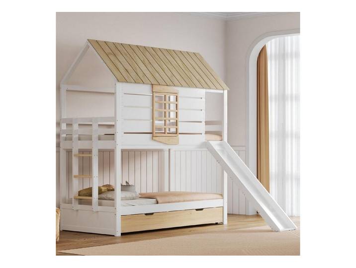 LuxusKollektion Etagenbett Etagenbett Haus 90x200 mit Rutsche (1-St)