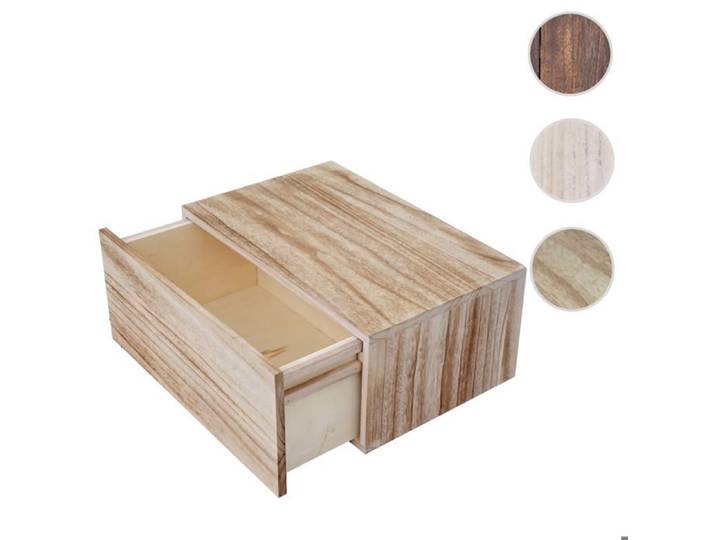 Étagère murale HWC-C55 étagère tiroir style shabby vintage 21x46x30cm ~ brun naturel