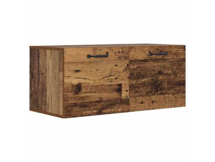 QINXIXINAIXI Wandschrank Altholz 80 x 36,5 x 35 cm Holzwerkstoff, feuchtigkeitsresistent, umkehrbare Tür, vielseitige Fächer, Wandmontage, Wohnzimmer, Büro