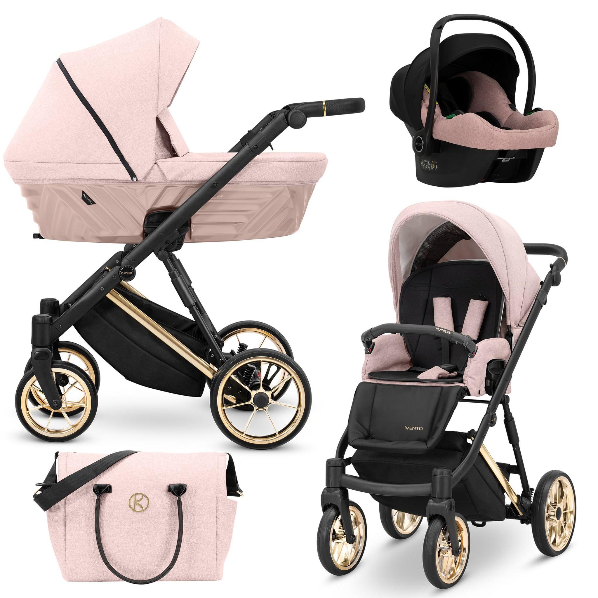 Kinderwagen Kunert Ivento Premium 3in1 - goldene Rahmenfarbe - Farbe: Smoky Pink