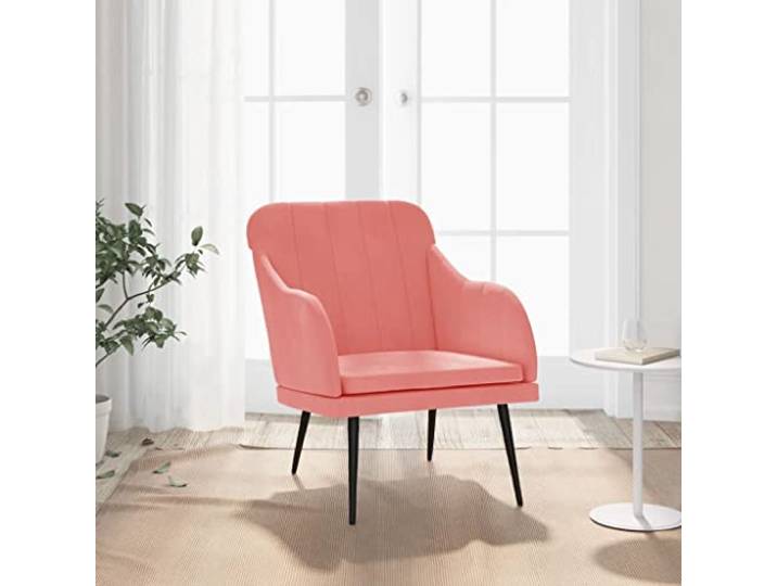 HEFZGDB Samt Sessel Rosa 63x76x80 cm Bequemer Relaxsessel mit Metallgestell Polsterung