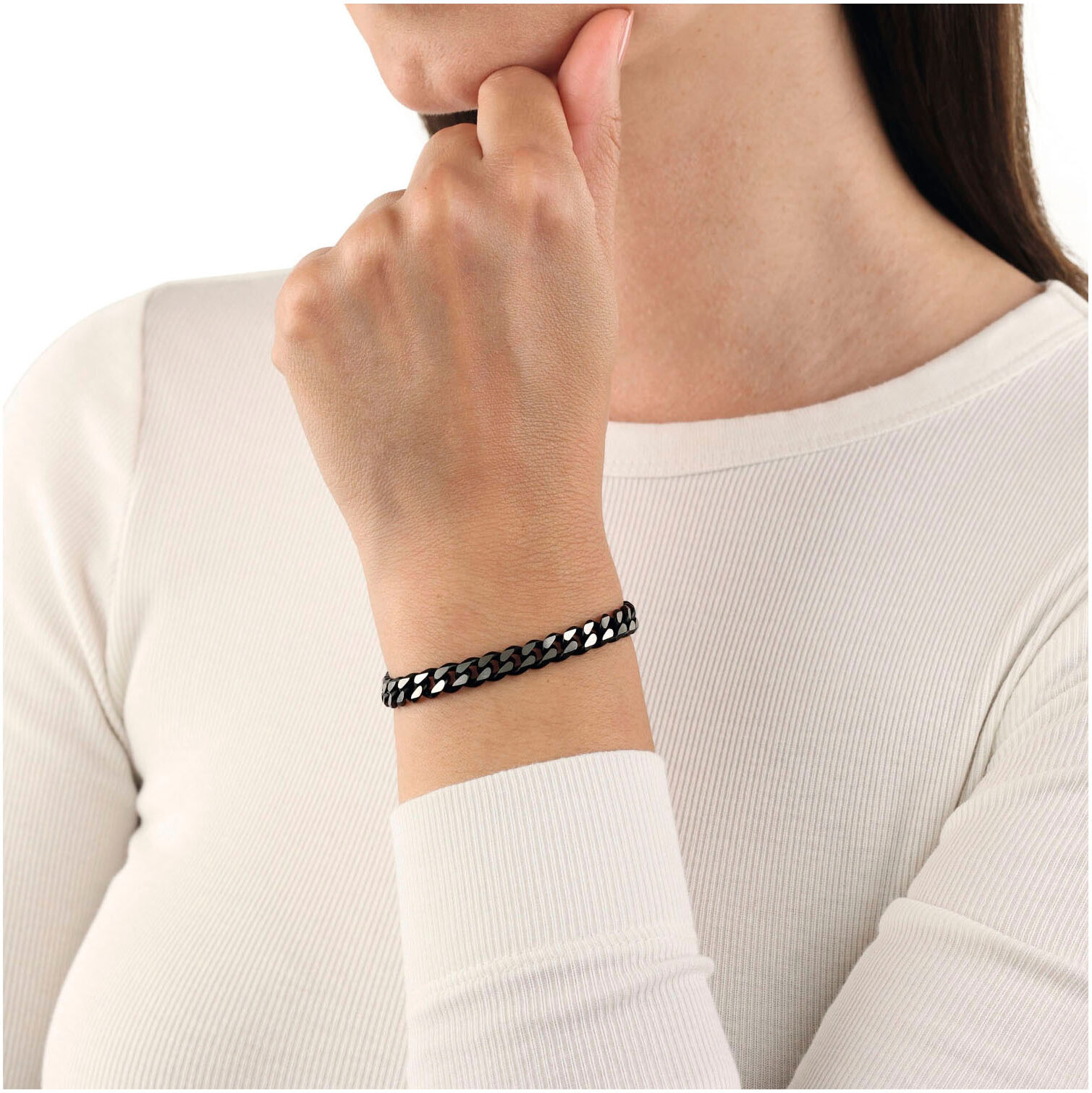 Armband AMOR "2037352", schwarz, Armbänder, Damen, 21cm, Edelstahl, Armband schwarz 21cm, Edelstahl