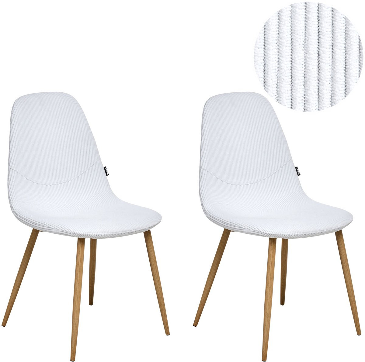 Beliani Hilden Eetkamerstoel set van 2 - Wit - Corduroy