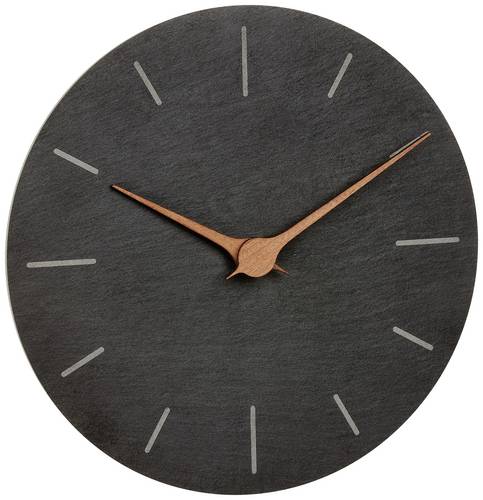 TFA Dostmann 60.3068.10 Quarz Wanduhr 25cm x 4.3mm Schiefer Leisegang-Uhrwerk