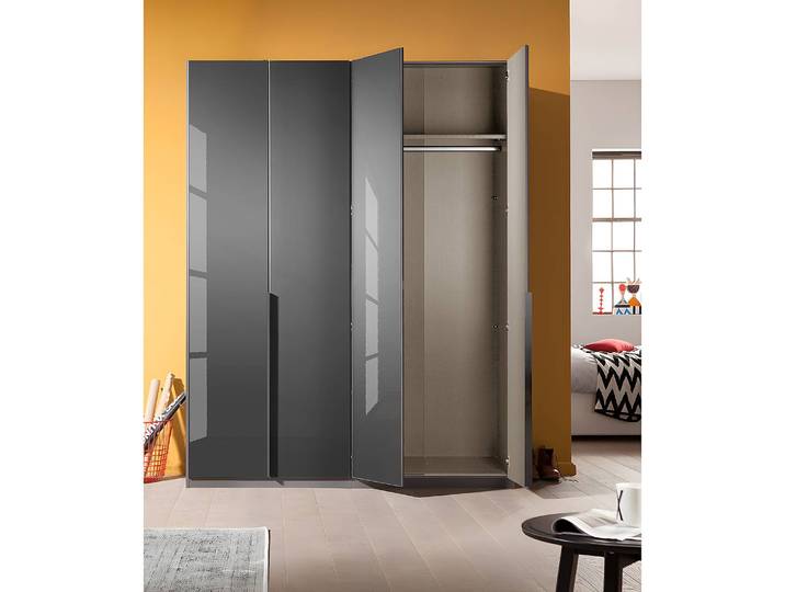 Drehtürenschrank Glam Glas 180cm Grau Basic Grau