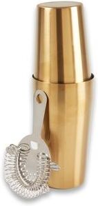 Bey Berk Boston Shaker in Brushed Gold with Strainer