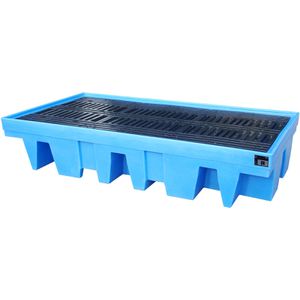 BAUER Auffangwanne WP-PE 8/11, aus Polyethylen, 256 x 135cm, Polyethylen-Gitterrost, unterfahrbar, 1000 Liter