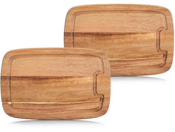 Schneidebrett ZELLER PRESENT, braun, B:21cm H:1,5cm L:32cm, Massivholz, Schneidebretter, Schneidebrett, mit Saftrille