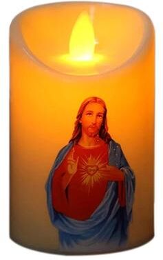 Uplifted Finds Jesus Christ LED Flameless Pillar Candle Battery Operated Religious Light For Home Decor 1