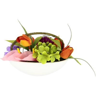 Gestecke OTTO HOME "Tulpe, Calla, Hortensie, Gerbera", bunt, B:23cm H:16cm L:10cm, Kunstpflanzen, In Schale, Kunstblume, Seidenblume