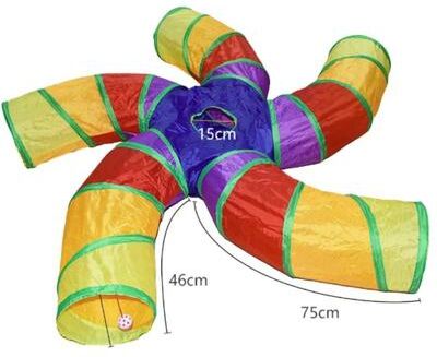 Inspired Living Collapsible Cat Tunnel Toy For Indoor Cats And Kittens rainbow 5s