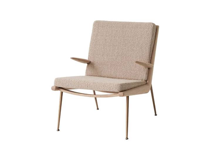 &Tradition Fauteuil Boomerang HM2 Karakorum 003 beige, chêne huilé blanc