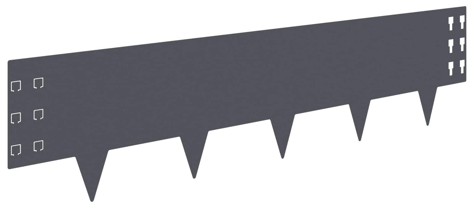 Syfax Randsten voor gazon, 10 stuks, antraciet, staal, 100 x 25 cm