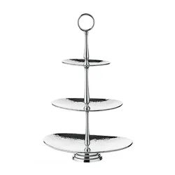EDZARD Etagere Gulf (Höhe 49 cm, 3-stöckig), oval, Edelstahl, gehämmert, hochglanzpoliert