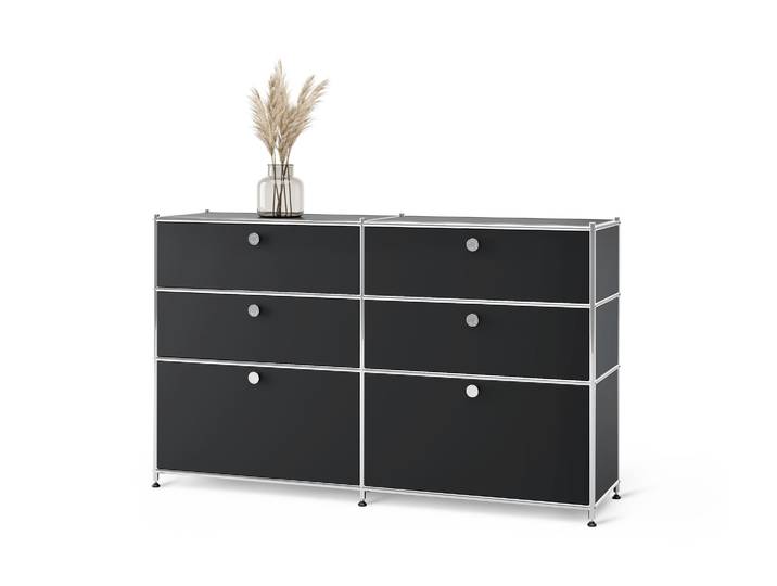 Tchibo - Kommode Metall »Cn3« mit 6 Schubladen - 152x40x84,5cm - schwarz -
