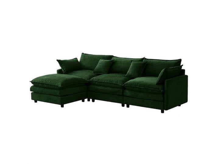 Xylo Canapé angle L chenille 3 places chaiselongue hocker sofa petit appartement lounge