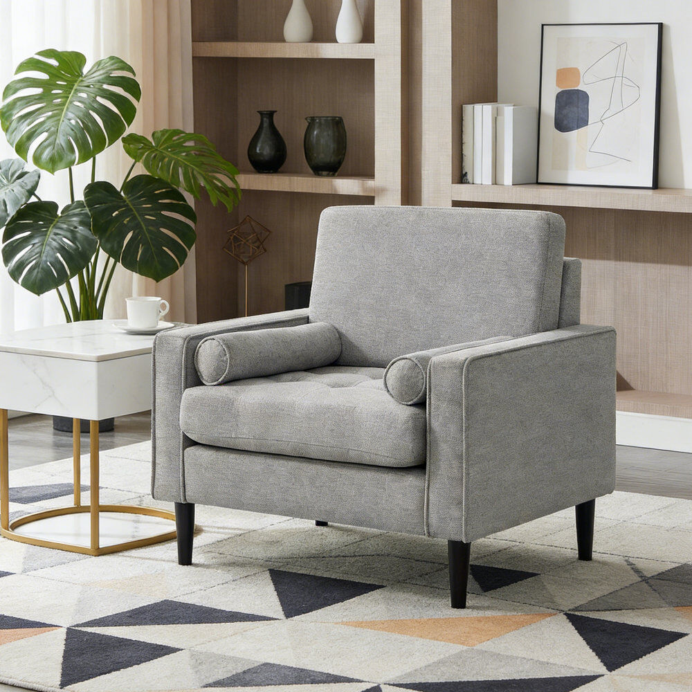 Latitude Run Mid-Century Single Armchair Grey 81cm H X 83cm W X 73cm D