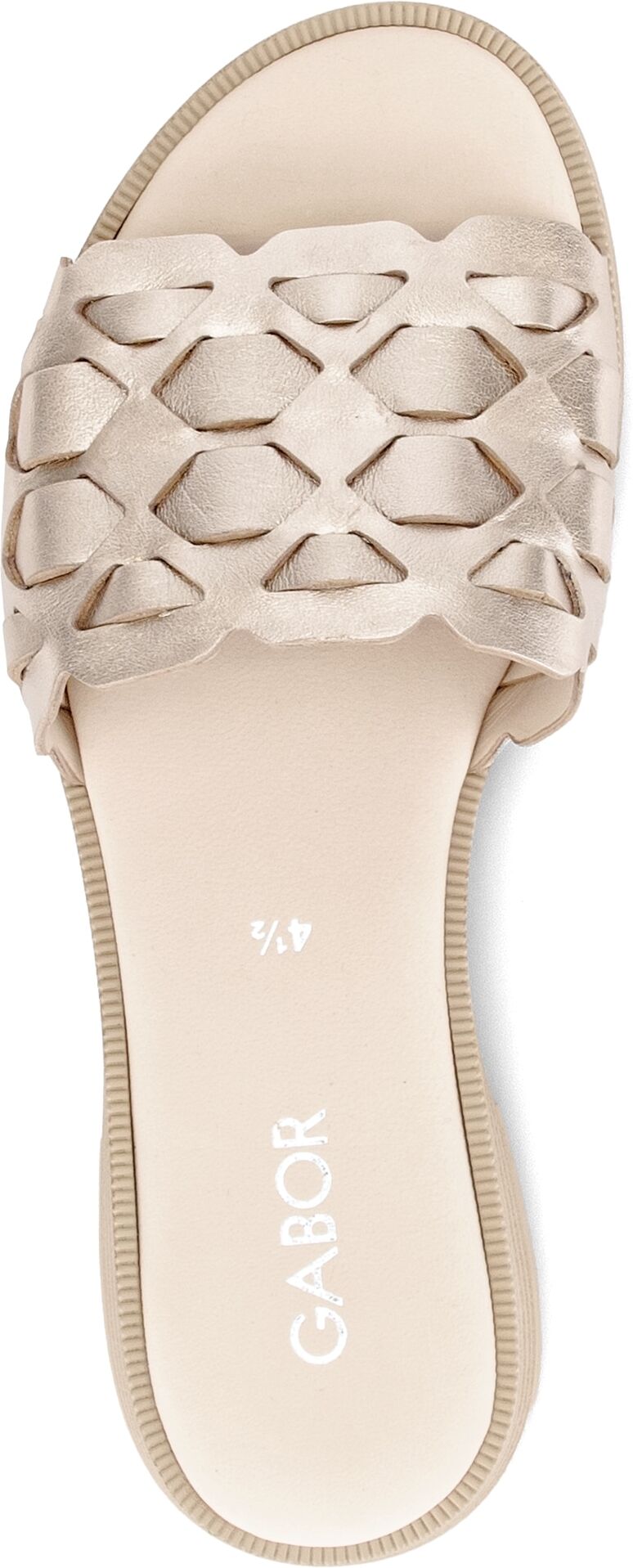 Pantolette GABOR, Damen, Gr. 37, Leder, beige (goldfarben), Glattleder, Schuhe Pantolette, Blockabsatz, Sommerschuh mit hübschen Flechtriemen