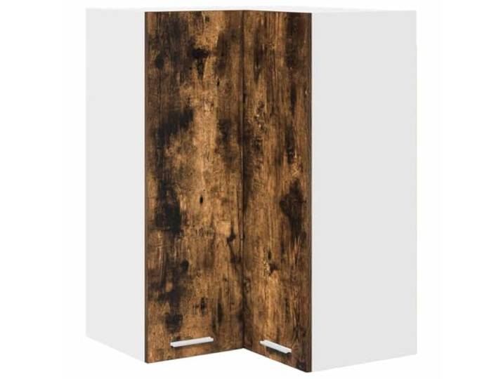 fsahslih Küchen Eckhängeschrank Holzwerkstoff 57 x 57 x 80 cm Platzsparender Eckwand-Schrank für Küche und Vorratsraum mit robuster Struktur und modernem Design in Geräucherte Eiche.