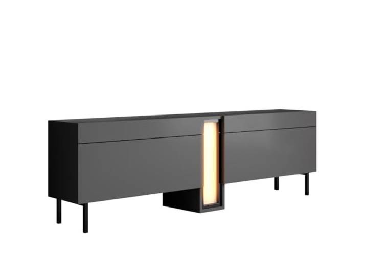 Hanah Home Moderner TV-Ständer mit LED-Beleuchtung, Anthrazit, 180 cm 100% melaminbeschichtete Spanplatte, Metallbeine Stilvolles und funktionales Design