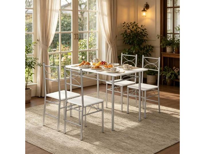 Ensemble Table Salle à Manger avec 4 Chaises Table de Cuisine pour 4 Personnes Ensemble 5 Pièces de Table de Cuisine Marron Rustique