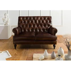 Sofa 2-Sitzer Echtleder 140x84x94 braun CHESTERFIELD #106