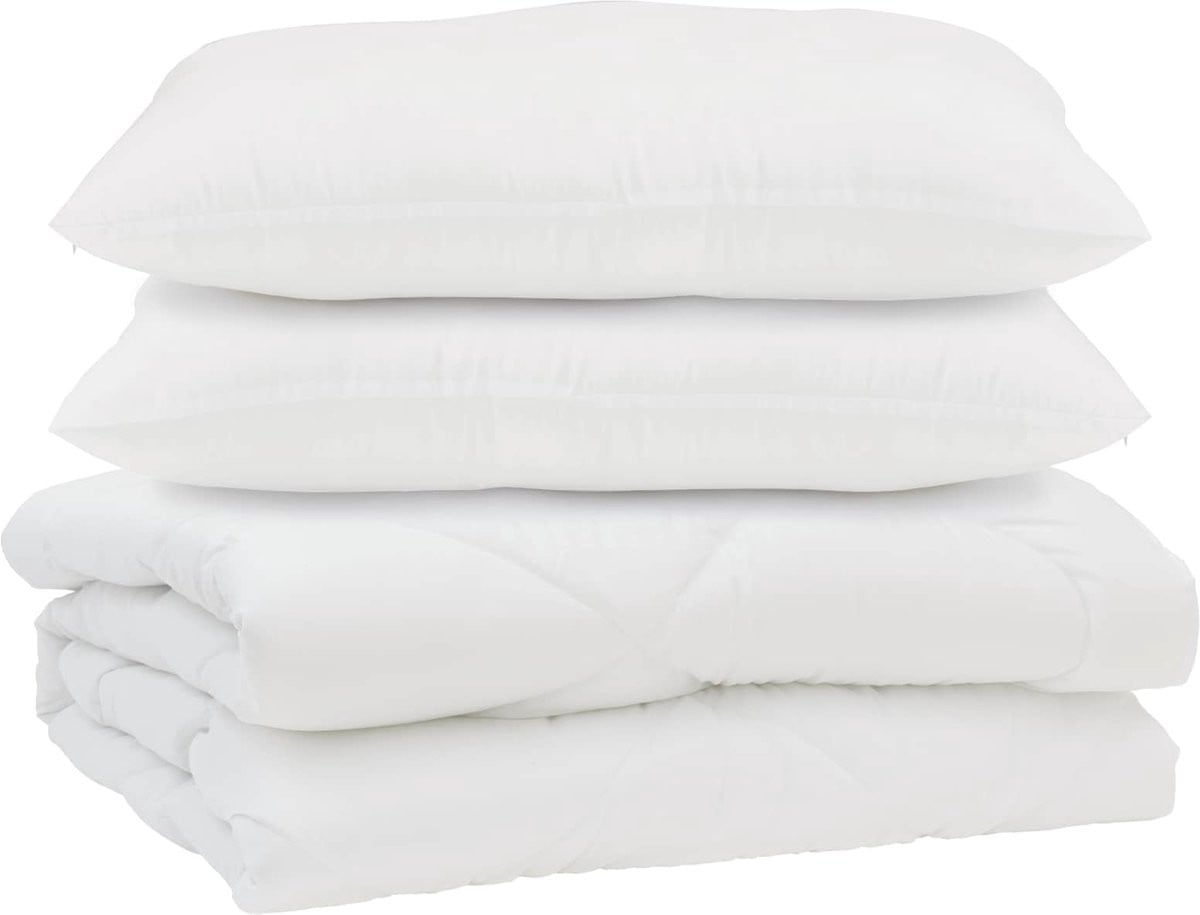 vidaXL Dekbedset met kussen, 3-delig, Wit, Microvezel