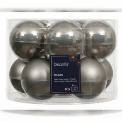 Christmas Decorations 10 Weihnachtskugeln Glas 6cm matt & glänzend Christbaumkugeln Weihnachtsbaumkugeln Christbaumschmuck Weihnachtsbaumschmuck Deko Zart Grau