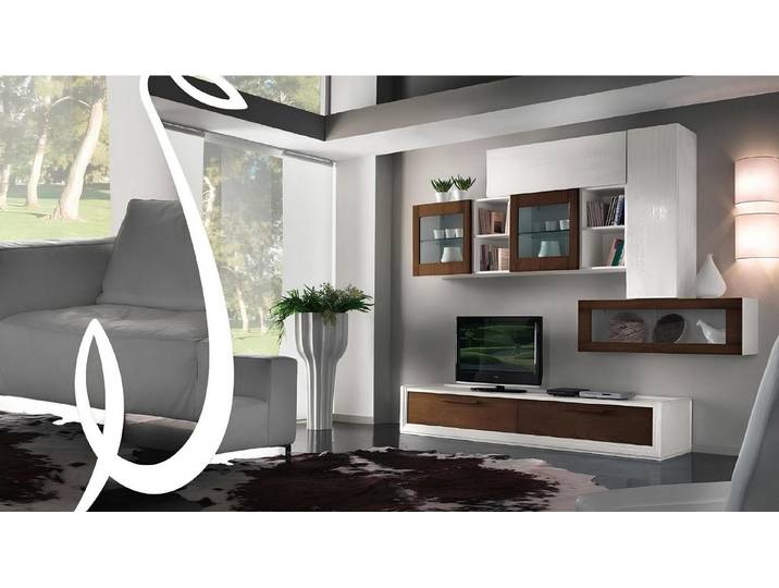 Xlmoebel Wohnwand Modernes RTV-Wandregal mit Stauraum in Holzoptik, (Wohnwand), Hergestellt in Europa