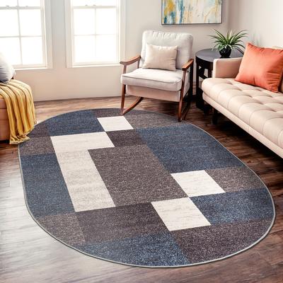 World Rug Gallery Modern Boxes Design Non-slip (Non-skid) Area Rug