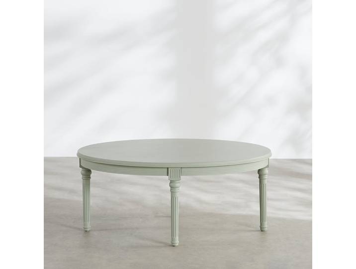 Table basse ovale verte et pieds en bois de pin, L100 cm