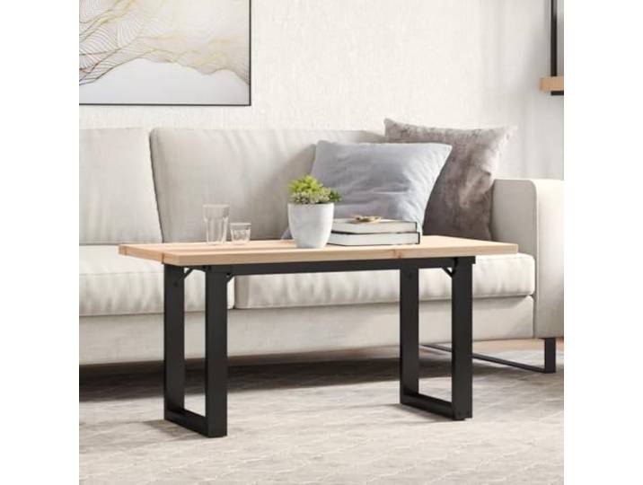 IBUQDDV Couchtisch O-Gestell 100x50x45,5 cm Massivholz Kiefer Stahl Massivholz Kiefer, O-Gestell Stahl, 100x50x45,5 cm, Wohnzimmer, Ablagefläche, robust, stabil, rustikal