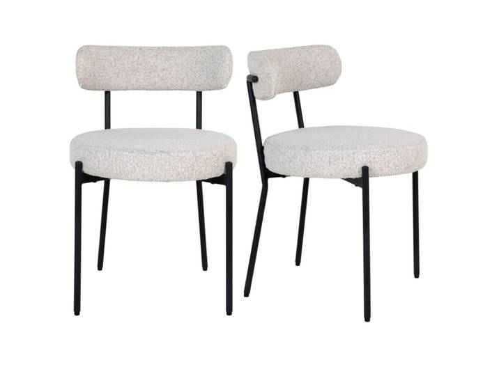 Chaise en tissu bouclé écru (x2)
