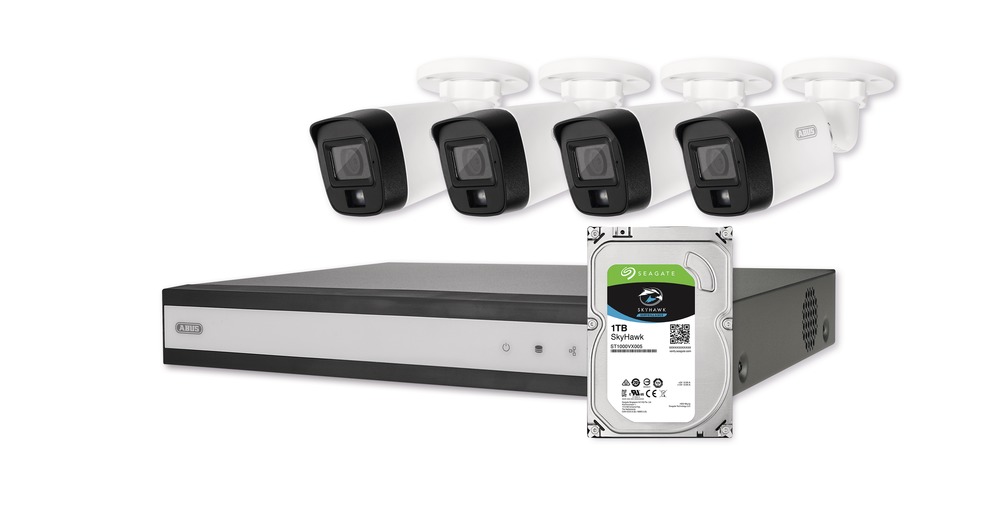 ABUS Security Center ABUS Komplett-Set mit 4 analogen Mini-Tube-Kameras + Rekorder TVVR33843T