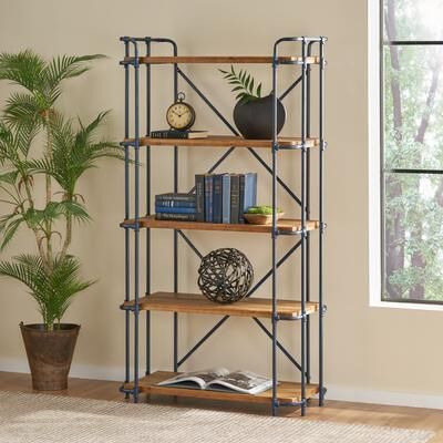 Cedarburg Industrial 5 Shelf Firwood Bookcase by Christopher Knight Home