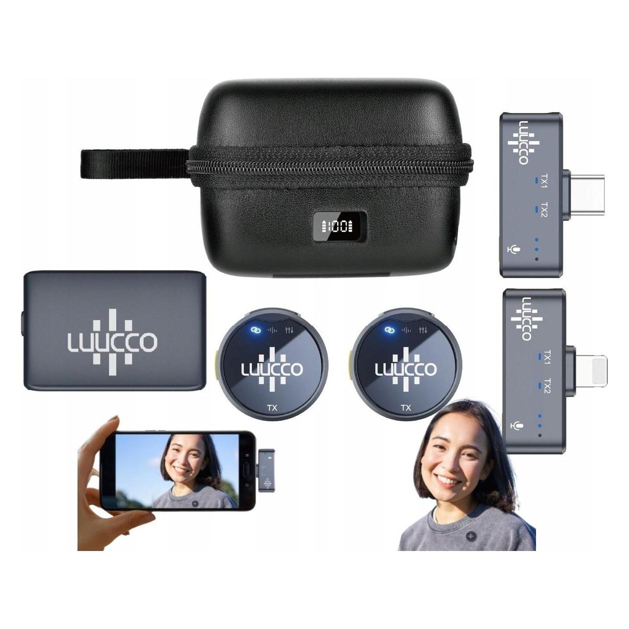 Ulanzi 2x Mikrofon Krawatowy Bezprzewodowy 3w1 Na Iphone Lightning + Usb-c + 3,5mm / Airwave / Combo (LUUCCO)