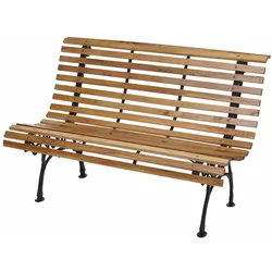 PROREGAL Gartenbank | HxBxT 80x122x70cm | Sitzbank Parkbank Holzbank | 2-Sitzer Gusseisen Holz 22kg | Hellbraun