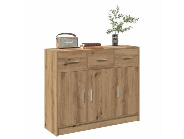 Buffet-Meuble de rangement chêne artisanal 91x28x75 cm bois d'ingénierie