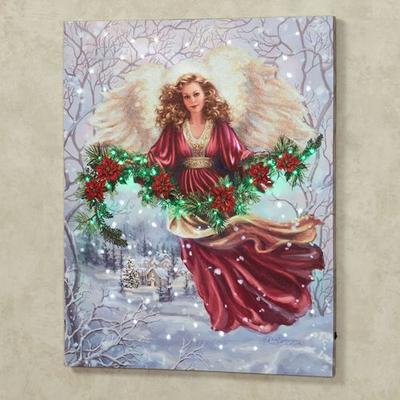 Glow Decor Snowfall Angel Lighted Canvas Wall Art Red , Red
