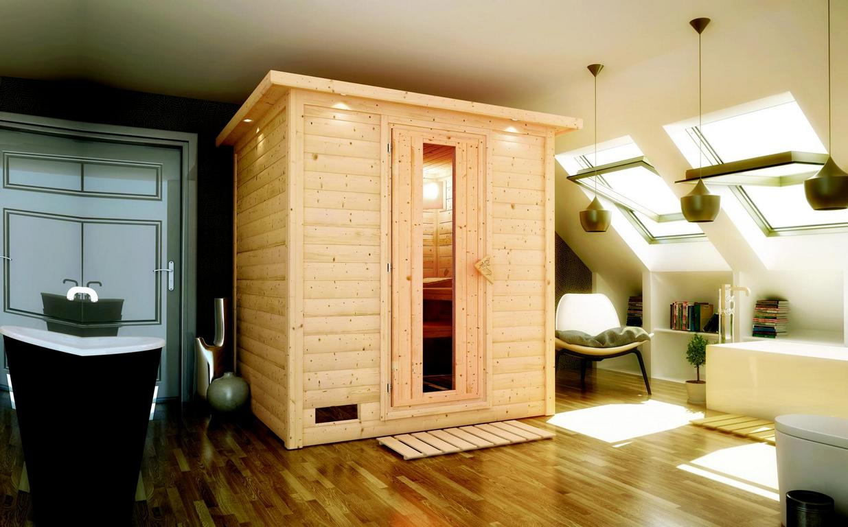 KARIBUHOLZT Sauna Mojave Front o. Zub. m.Isoliertür u.Dachkranz 09221898