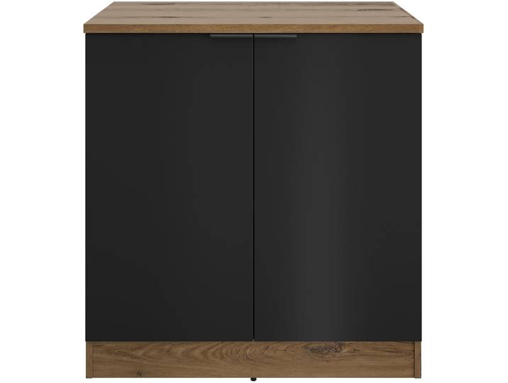 Unterschrank GAMI Unterschrank 2 Tûren B.80 cm , schwarz (eiche helvezia nachbildung, schwarz), B:80cm H:86cm T:60cm, Holzwerkstoff, Schränke, Unterschrank, Unterschrank 2 Tûren B.80 cm