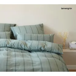 Elegante Soft-Flanell Bettwäsche Cornwall - 135x200 cm + 40x80 cm	tannengrün