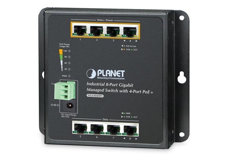 Planet WGS-804HP Gigabit Ethernet Switch met PoE en Wandmontage